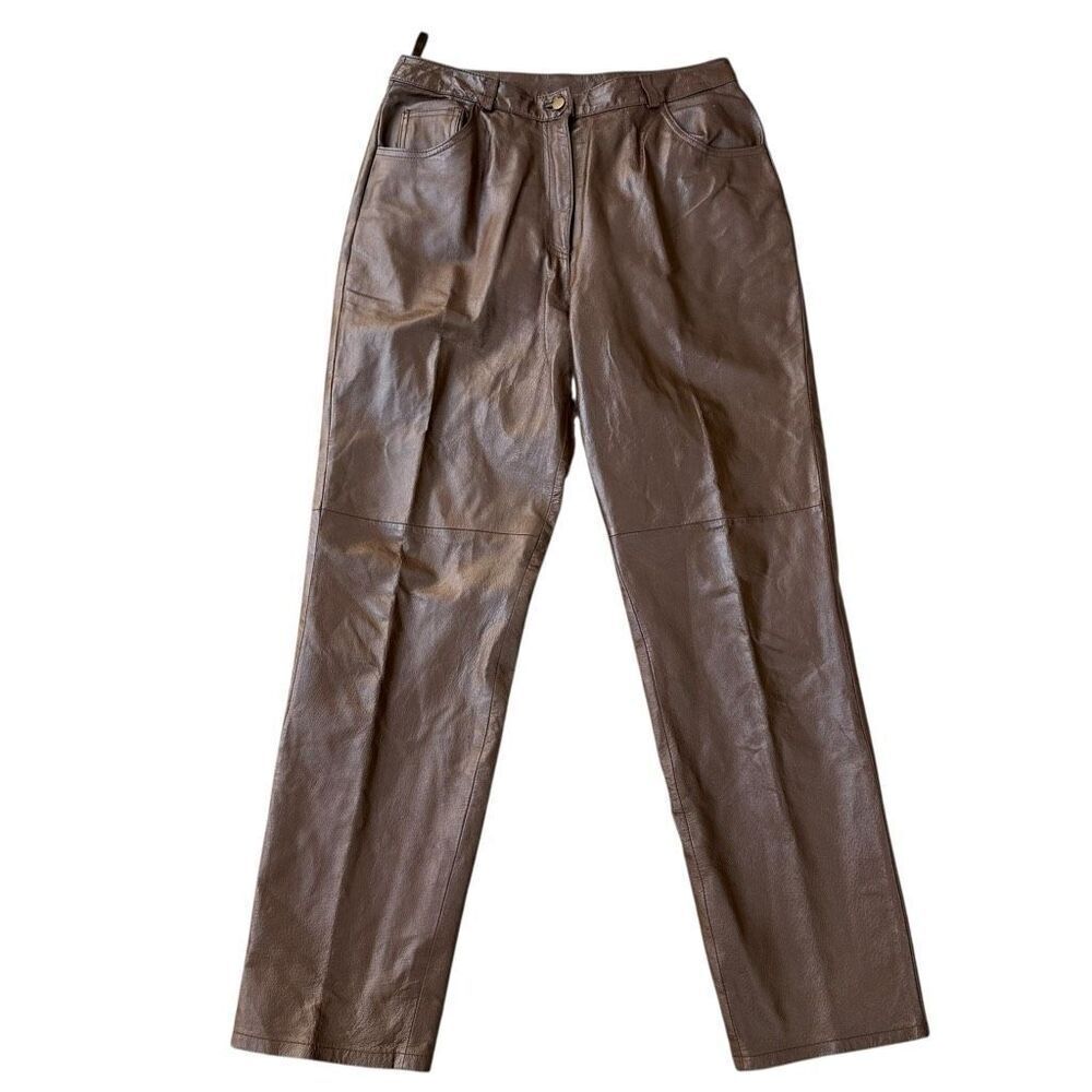 Metrostyle vintage genuine brown leather lined pants size 10